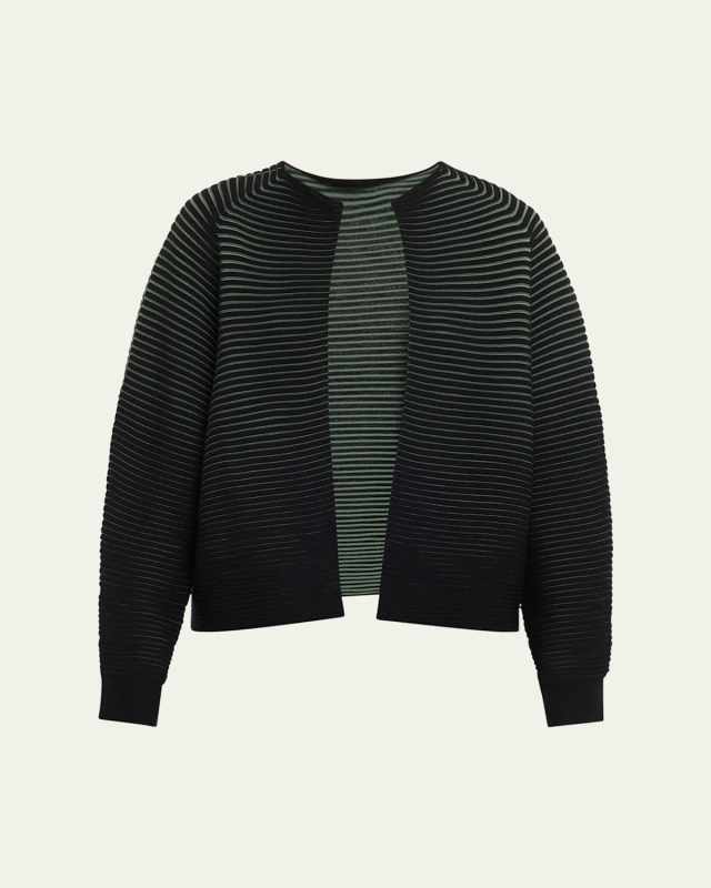 Open Front Circle Knit Wool Cardigan